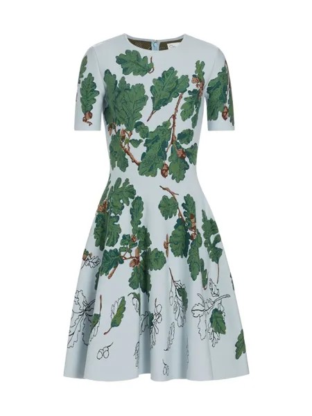 Жаккардовое платье Acorn с короткими рукавами Oscar de la Renta, зеленый