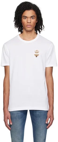 Белая футболка с аппликацией Dolce&Gabbana
