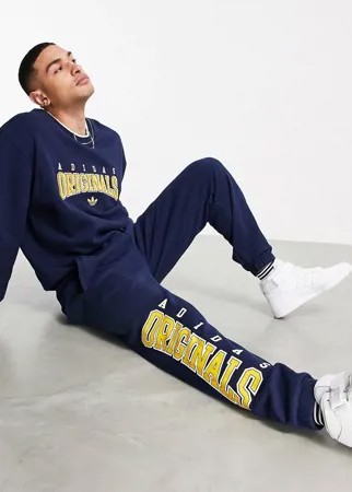 Темно-синие джоггеры с логотипом adidas Originals 'Retro Revival'-Темно-синий