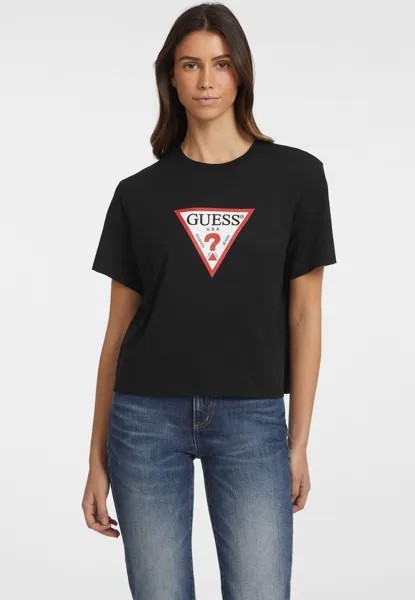 Футболка с принтом SS CN BOXY ICONIC Guess Jeans, черный
