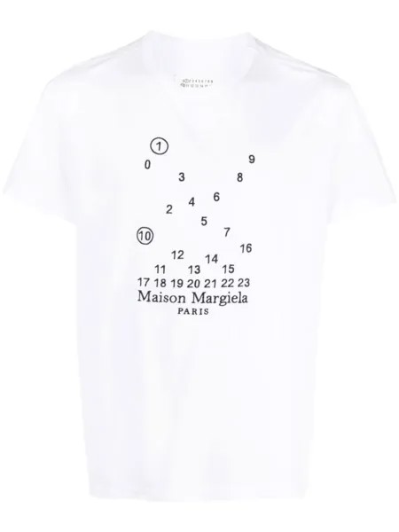 Maison Margiela футболка Numeric с вышитым логотипом, белый