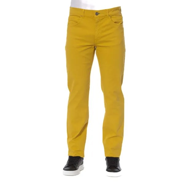 Trussardi Jeans Элегантные мужские брюки из смесового хлопка, желтый