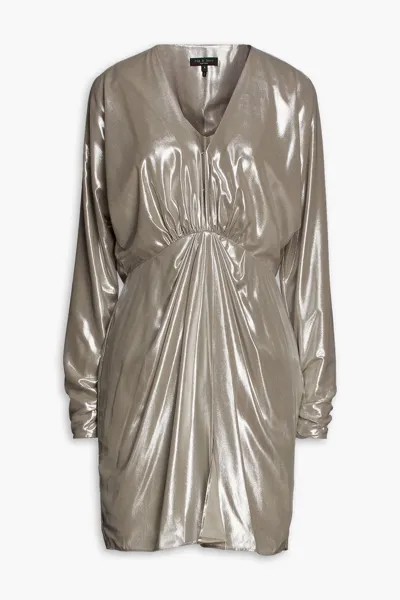 Платье мини Eloise из жоржета металлизированного цвета со сборками Rag & Bone, серебро