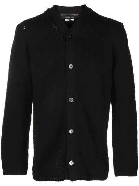 Comme des Garçons Homme Plus кардиган фактурной вязки с V-образным вырезом, черный