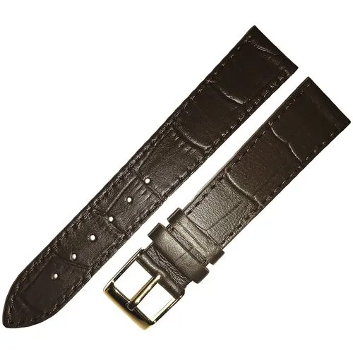 Ремешок 1802-02-1-2 Kroko Коричневый кожаный ремень 18 мм для часов наручных из кожи натуральной мужской женский тонкий