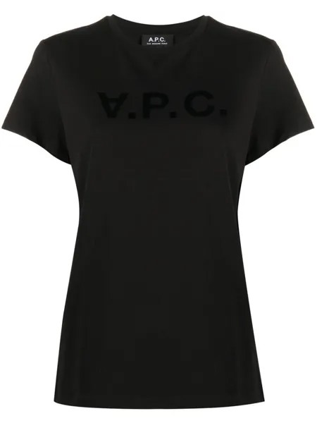 A.P.C. футболка с короткими рукавами и логотипом, черный