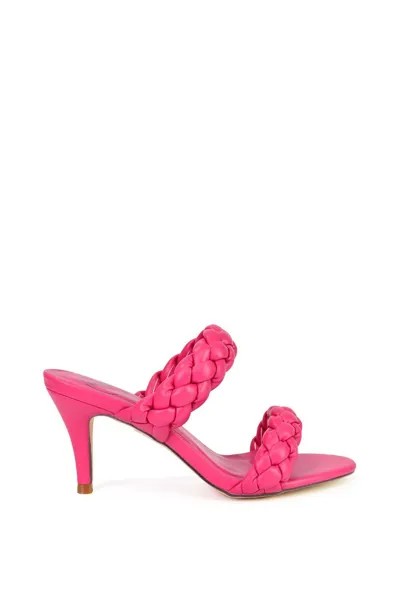 Босоножки 'Marsha' с плетеными ремешками и квадратным носком, туфли-мюли на среднем высоком каблуке XY London, розовый