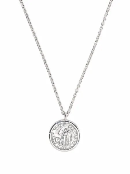 Tom Wood короткое серебряное колье Coin Pendant Angel