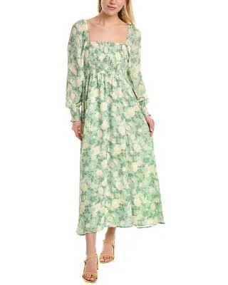 OPT Классическое женское платье макси со сборками, зеленое, XS