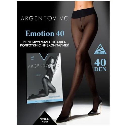 Колготки  Argentovivo Emotion, 40 den, с ластовицей, заниженная талия, матовые, размер 4, черный