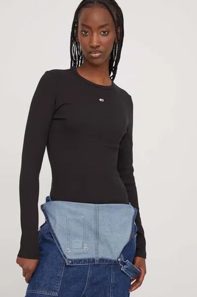 Лонгслив Tommy Jeans, черный