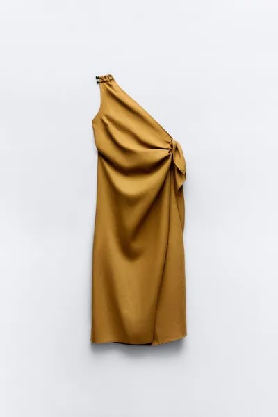 Парео Zara Linen Blend Asymmetric, коричневый