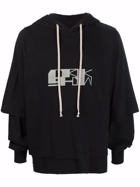 Rick Owens DRKSHDW худи с логотипом и сборками
