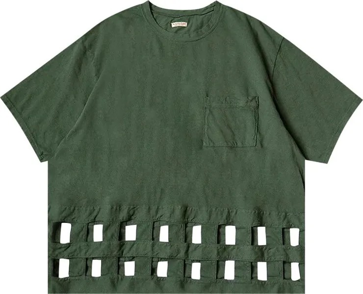 Футболка Kapital 20 / -Jersey Windowpane T-Shirt Green, зеленый