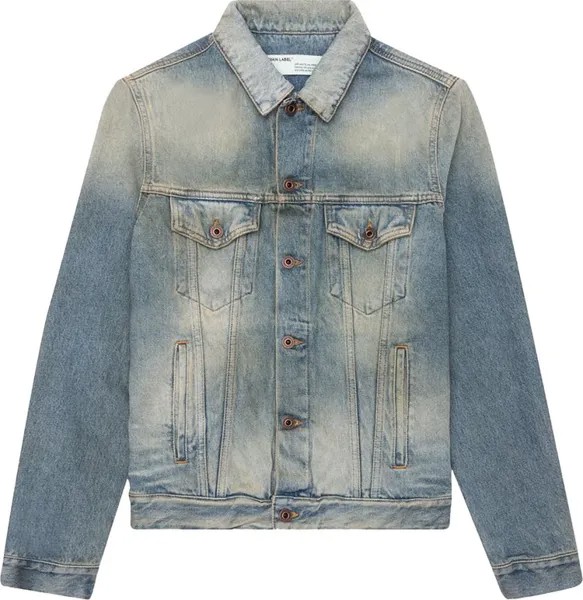 Куртка Off-White Airport Tape Slim Jeans Jacket 'Vintage Wash', синий