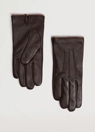 Полушерстяные перчатки с кожаными вставками - Zigzag