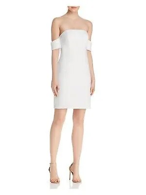 AQUA Женское белое коктейльное платье-футляр с короткими рукавами и открытыми плечами 2
