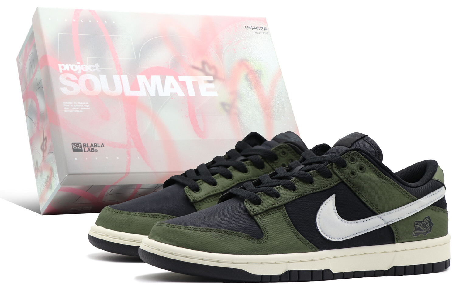 Кроссовки Nike Dunk Skateboarding Shoes Unisex Low-top Black/green, хаки
