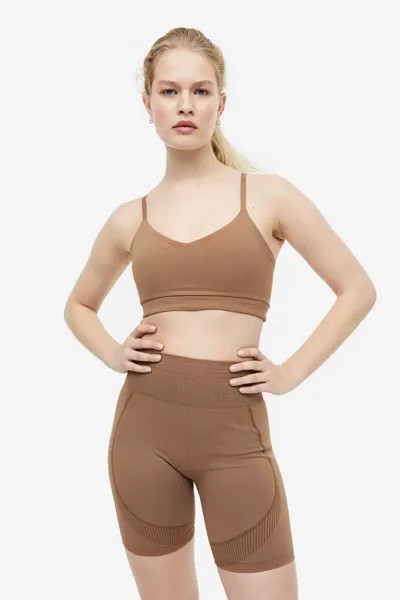 Бесшовные моделирующие спортивные шорты от drymove  H&M, коричневый