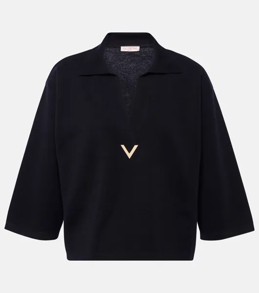 Топ из натуральной шерсти с логотипом Valentino, синий