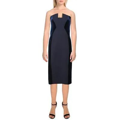 Black Halo Womens Lena Navy Velvet Inset Mixed Media Party Dress 0 BHFO 3813