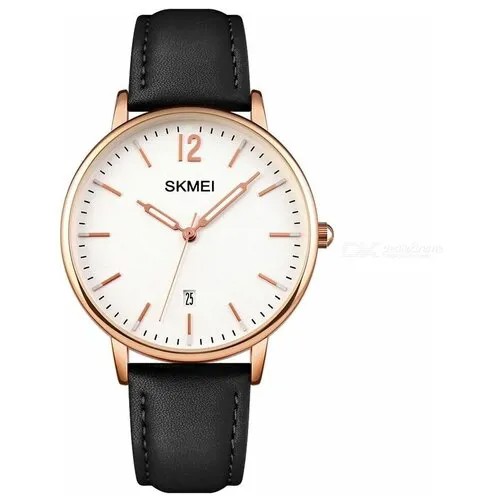 Наручные часы SKMEI Часы наручные женские, кварцевые, черные, кожаный ремень Skmei 1724black, черный