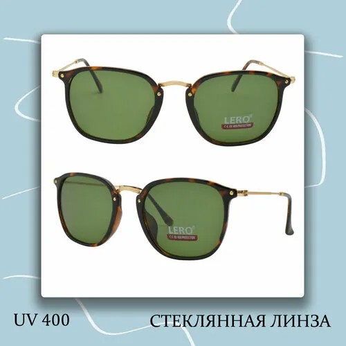 Солнцезащитные очки LERO, квадратные, оправа: металл, с защитой от УФ, оранжевый