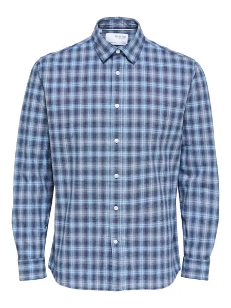 Рубашка на пуговицах стандартного кроя SELECTED HOMME Regadi, ночной синий/пыльный синий/голубой
