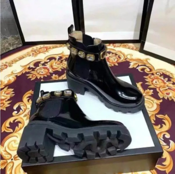 Модные женские ботинки Dr Martins, Черные ботильоны со стразами на низком каблуке, роскошные ботинки на платформе, кожаная защитная обувь
