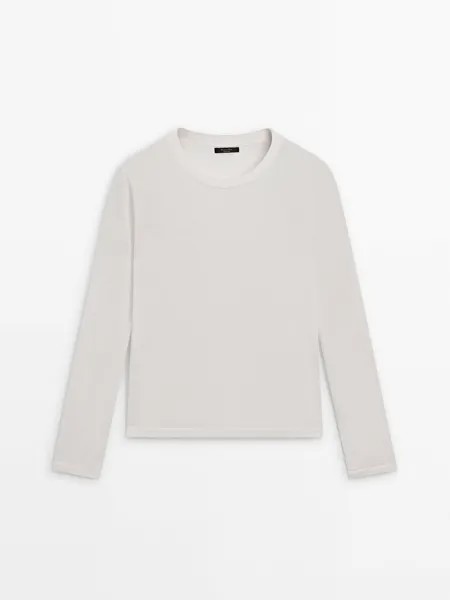 Джемпер фактурной вязки из фетра Massimo Dutti, бежевый