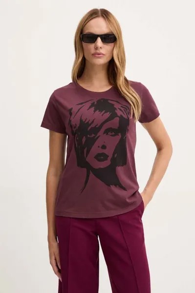 Хлопковая футболка Pinko, розовый