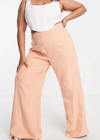 Широкие брюки персикового цвета от комплекта In The Style Plus x Syd & El-Оранжевый цвет