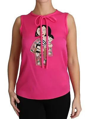 DOLCE - GABBANA Блуза Розовая семейная шелковая майка Рубашка Mama IT40/US6/S Рекомендуемая розничная цена 1100 долларов США