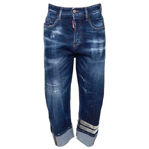 Укороченные джинсы DSQUARED2 S75LB0458 синий+серебряный 44