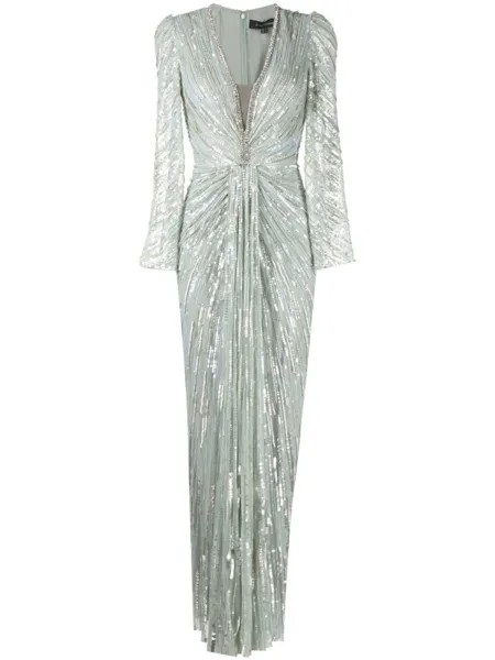 Jenny Packham платье Darcy с пайетками, зеленый