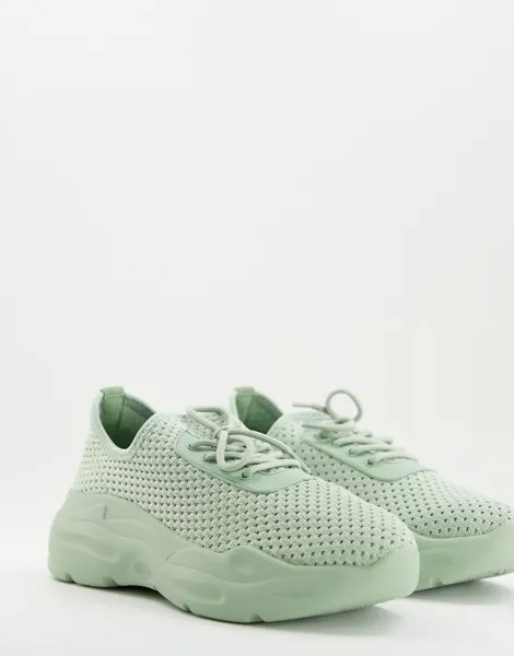 Трикотажные кроссовки со шнуровкой на массивной подошве мятного цвета ASOS DESIGN Denmark-Зеленый цвет