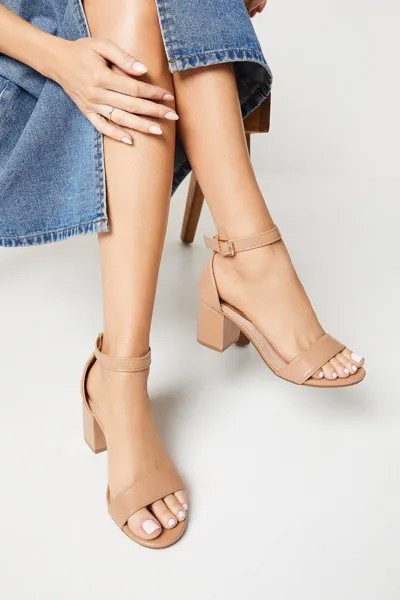 Широкие босоножки Serenity на среднем каблуке Dorothy Perkins, бежевый