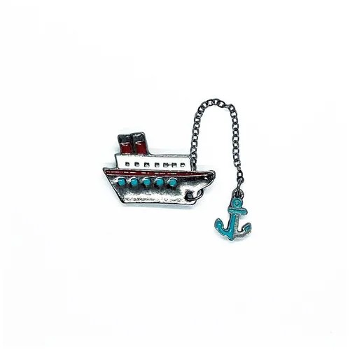 Значок, брошь, металлический, пин, Корабль с якорем на цепи, iGEEKstore 062