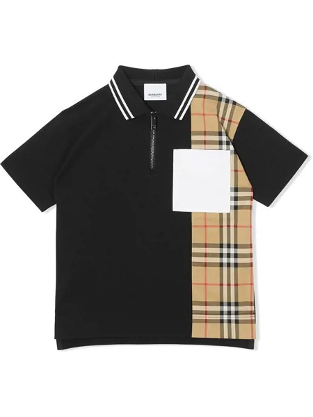 Burberry Kids рубашка поло со вставкой в клетку Vintage Check