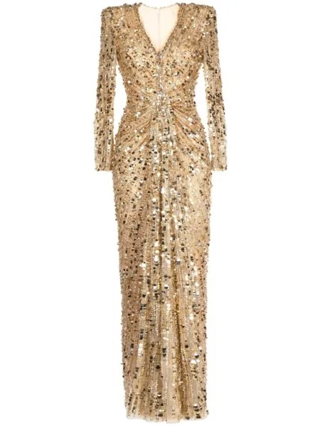 Jenny Packham платье Imani с пайетками, золотистый