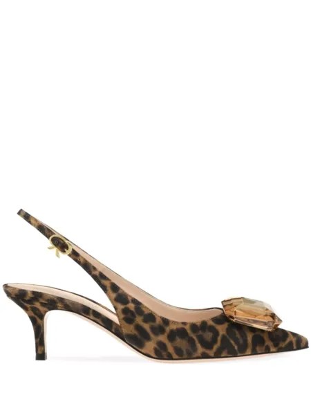 Gianvito Rossi туфли Jaipur 55 с леопардовым принтом, коричневый