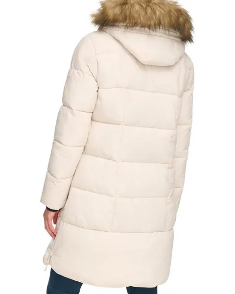 Пальто Tommy Hilfiger Zip-Up Long Puffer Coat, цвет White Sand