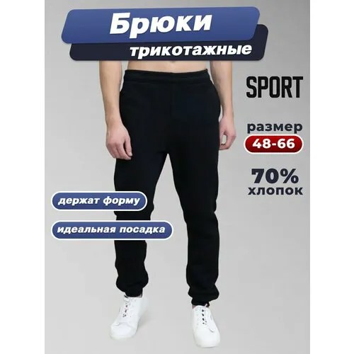 Брюки джоггеры , размер 62, черный