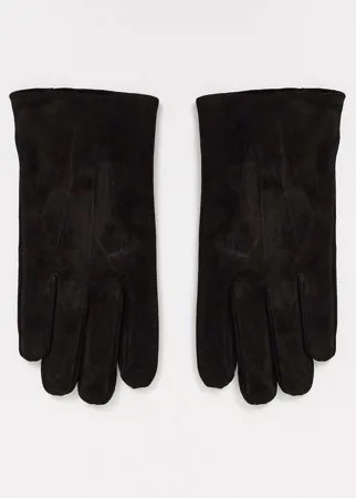 Черные замшевые перчатки ASOS DESIGN-Черный цвет