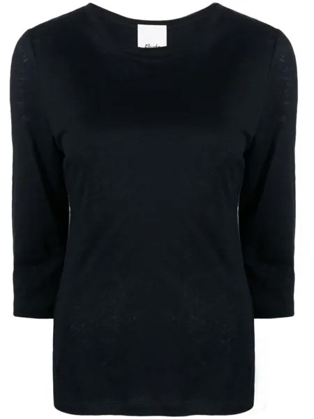 Allude льняной топ с рукавами три четверти, синий