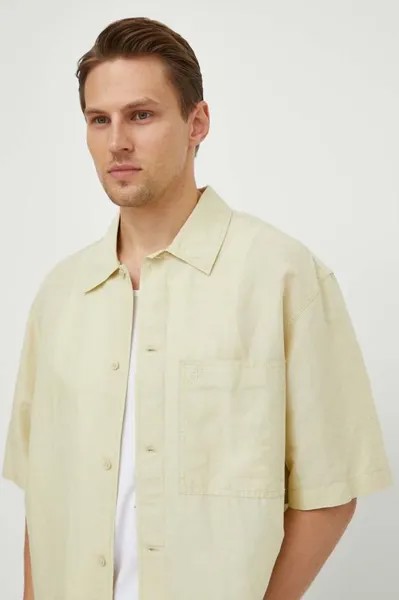 Льняная рубашка Calvin Klein Jeans, зеленый