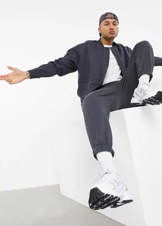 Черная выбеленная трикотажная куртка ASOS DESIGN-Черный цвет