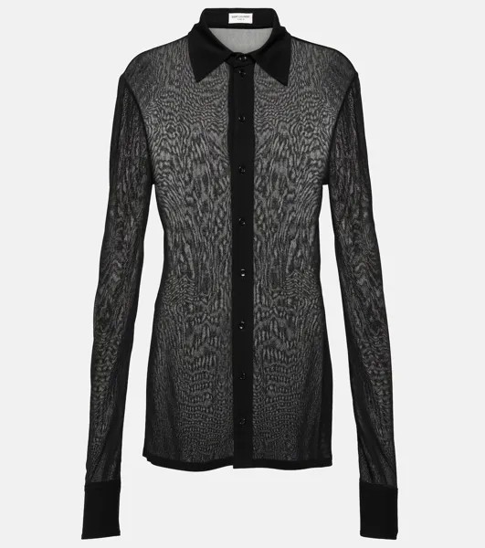Рубашка из крепового джерси Saint Laurent, черный
