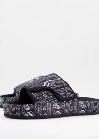 Слиперы на толстой подошве с принтом банданы ASOS DESIGN-Черный цвет