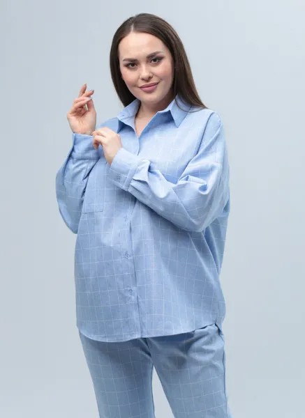Рубашка женская Каляев 61418 голубая 50 RU